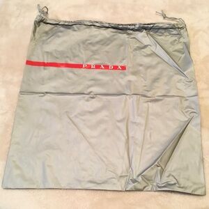 Prada Large Gray & Red Vinyl Drawstring Dust Bag